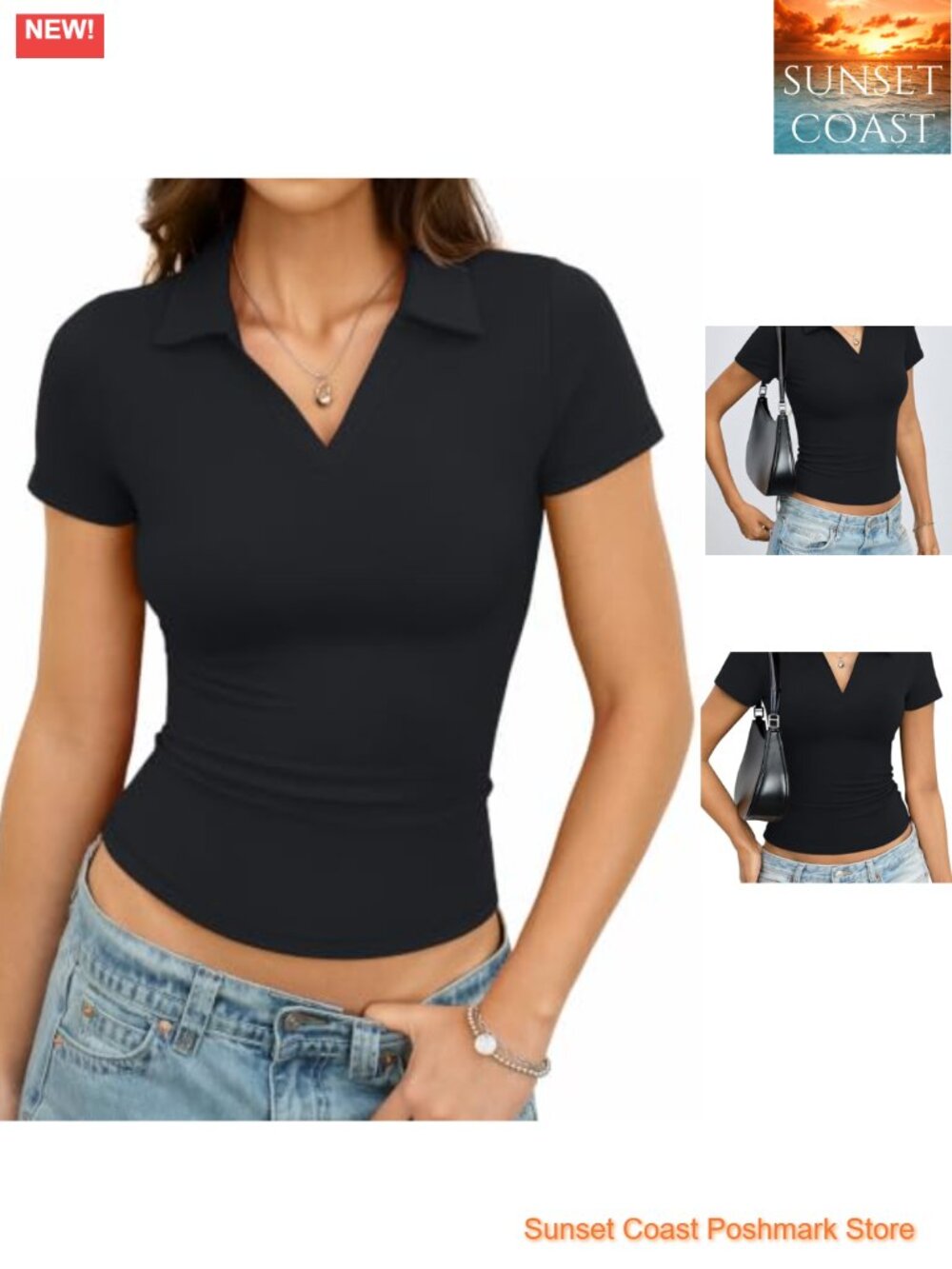 Womens Cotton Stretch Polo Shirt Short Sleeve Fitted Business Casual Top